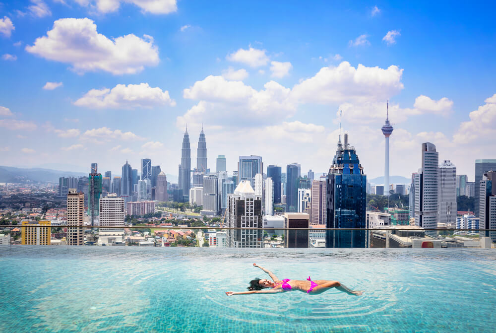 Swimming Pool on Roof Top With Beautiful City View Kuala Lumpur Malaysia
