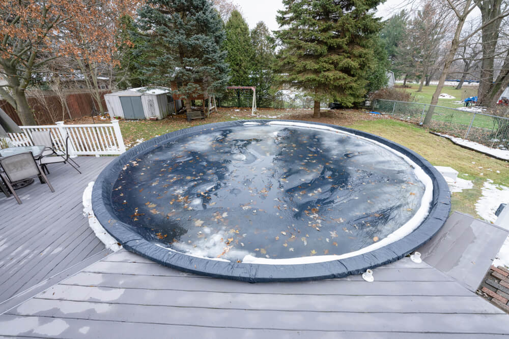 Pool With a Cover During the Winter